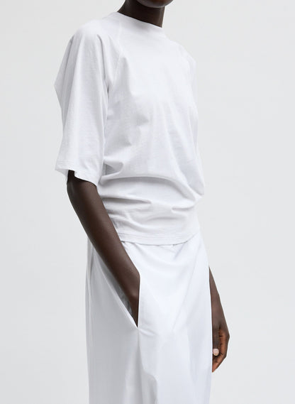 Short Sleeve T-Shirt With Shirred Back White - Tibi