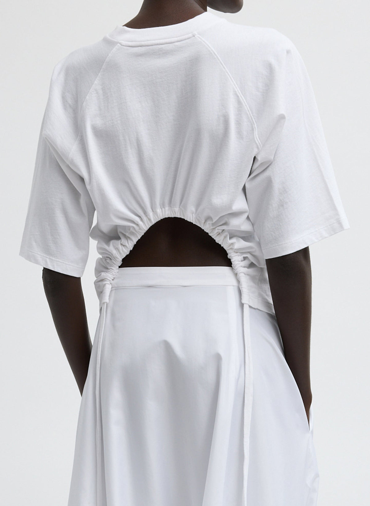 Short Sleeve T-Shirt With Shirred Back White - Tibi