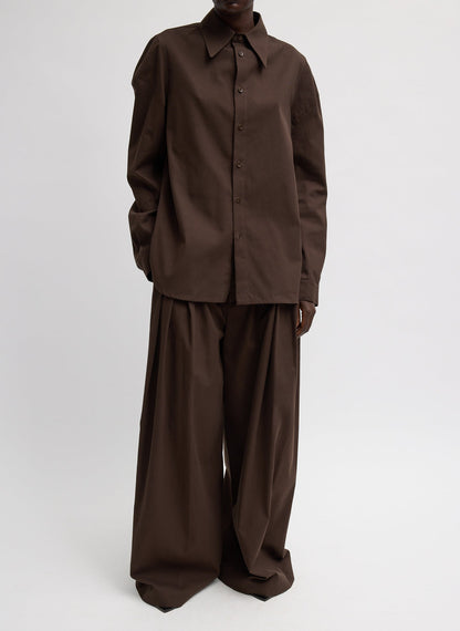 Luxe Spring Twill Hinged Shirt Hickory Brown - Tibi