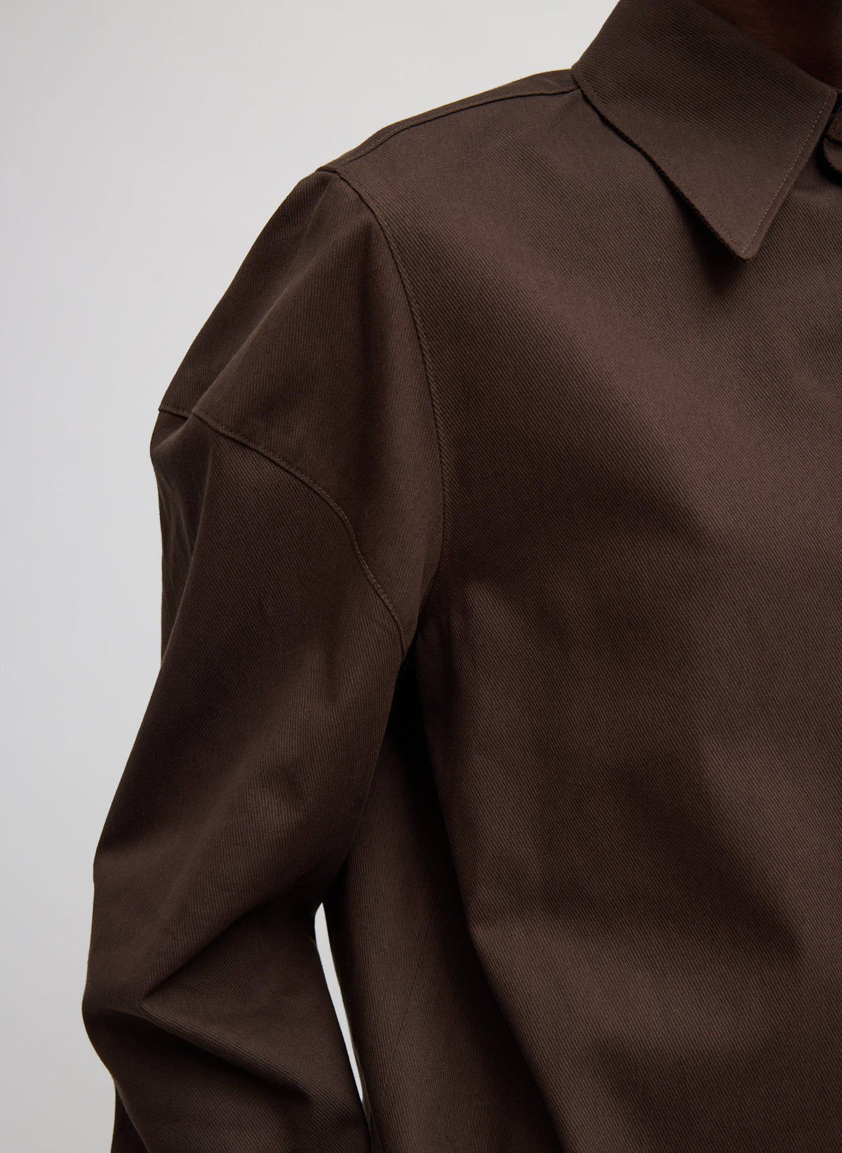 Luxe Spring Twill Hinged Shirt Hickory Brown - Tibi