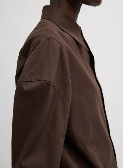 Luxe Spring Twill Hinged Shirt Hickory Brown - Tibi