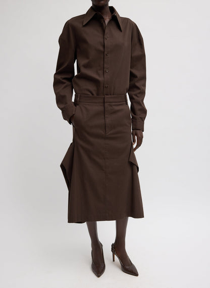 Luxe Spring Twill Hinged Shirt Hickory Brown - Tibi