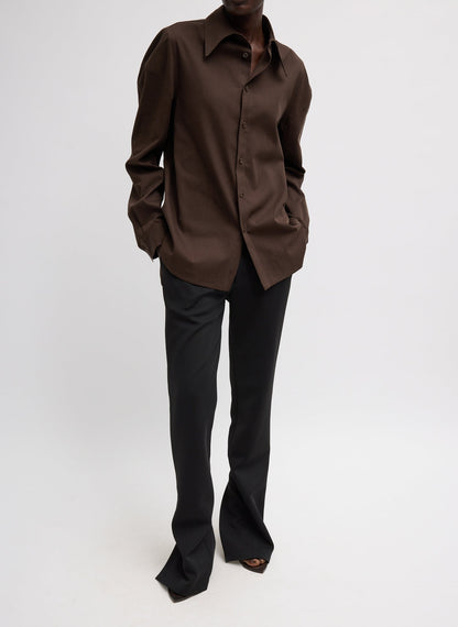 Luxe Spring Twill Hinged Shirt Hickory Brown - Tibi