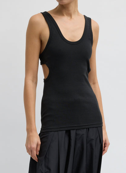 Ribbed Racerback Tank Black - Tibi