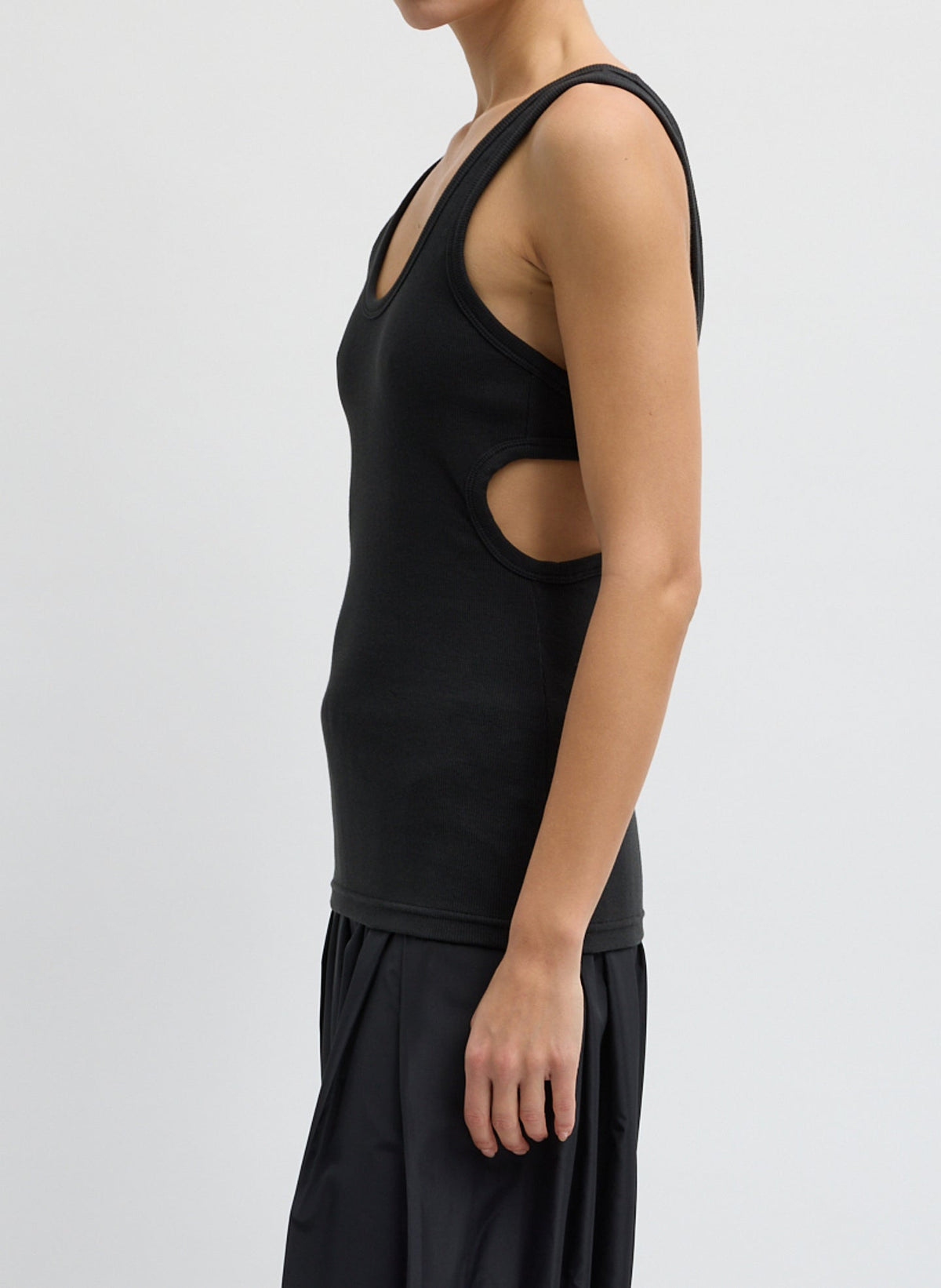 Ribbed Racerback Tank Black - Tibi