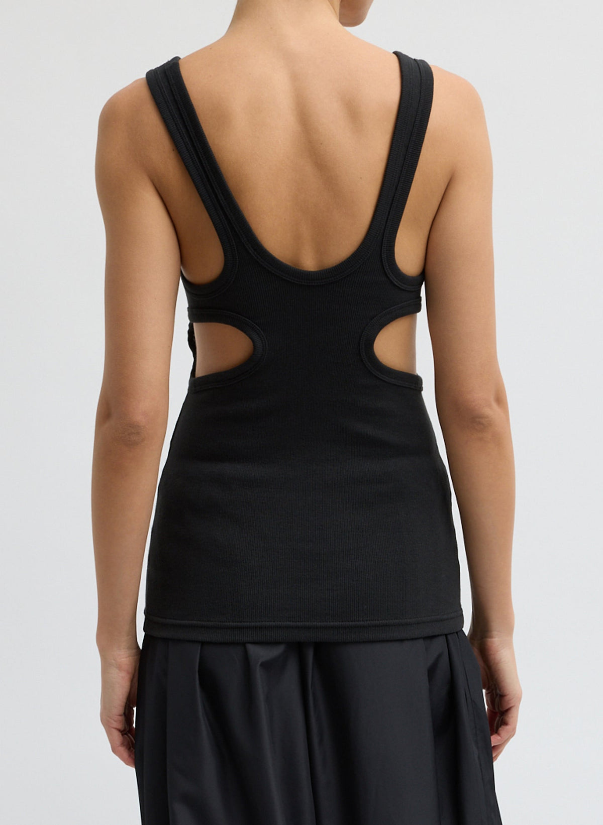 Ribbed Racerback Tank Black - Tibi
