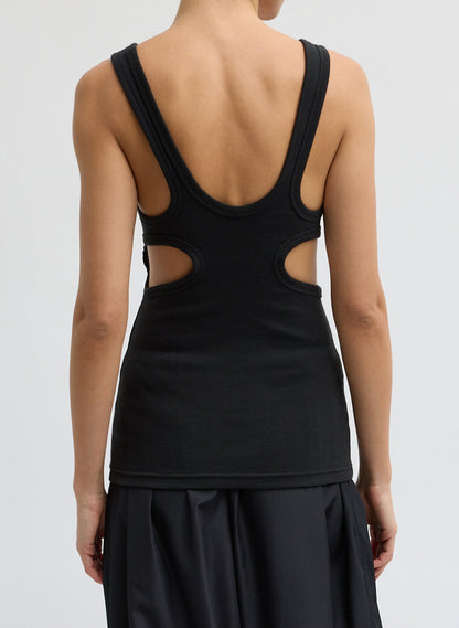 Ribbed Racerback Tank Black - Tibi