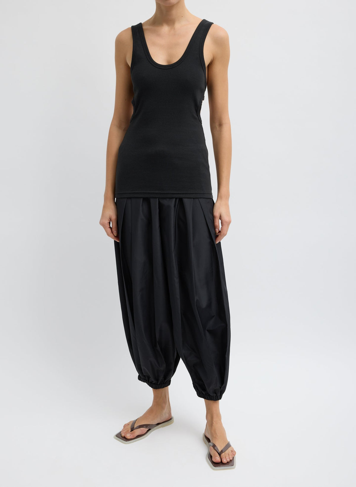 Ribbed Racerback Tank Black - Tibi