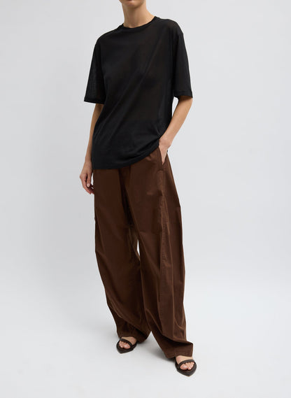 Sheer Crepe Knit Mock Unisex T-Shirt Black - Tibi