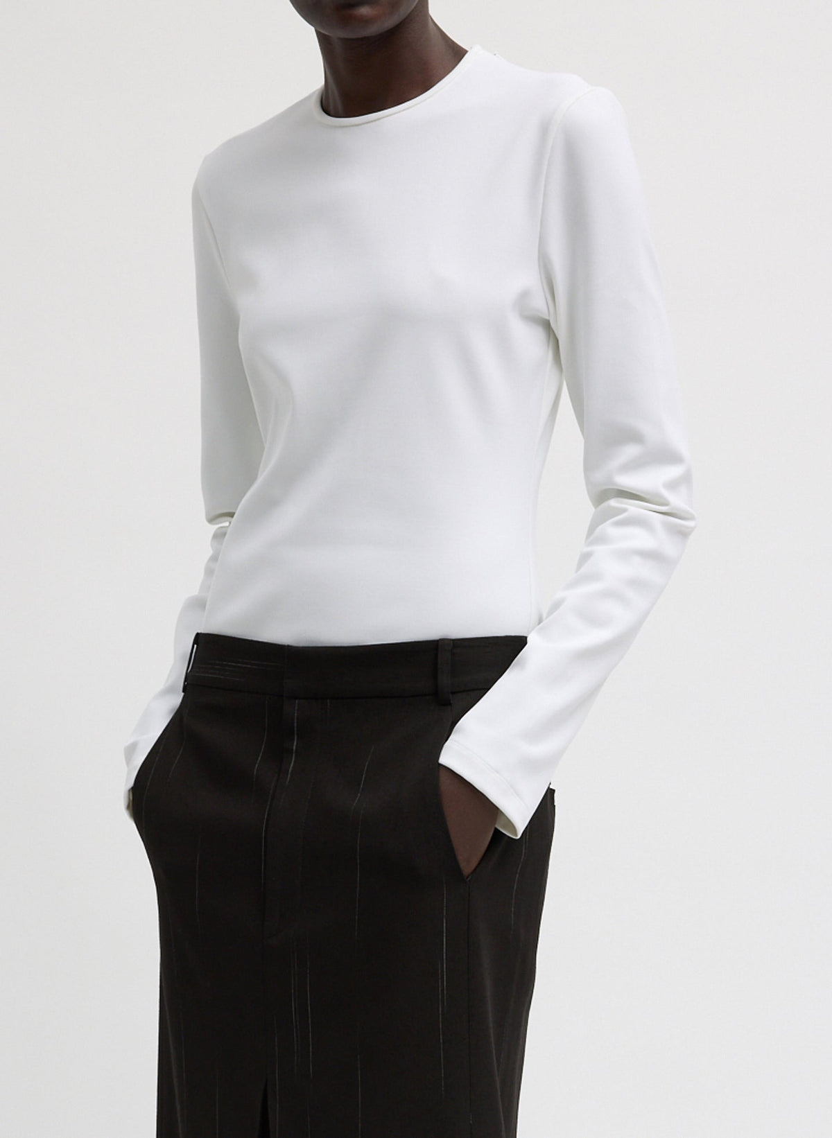 Compact Ultra Stretch Cut Out Back Top White - Tibi