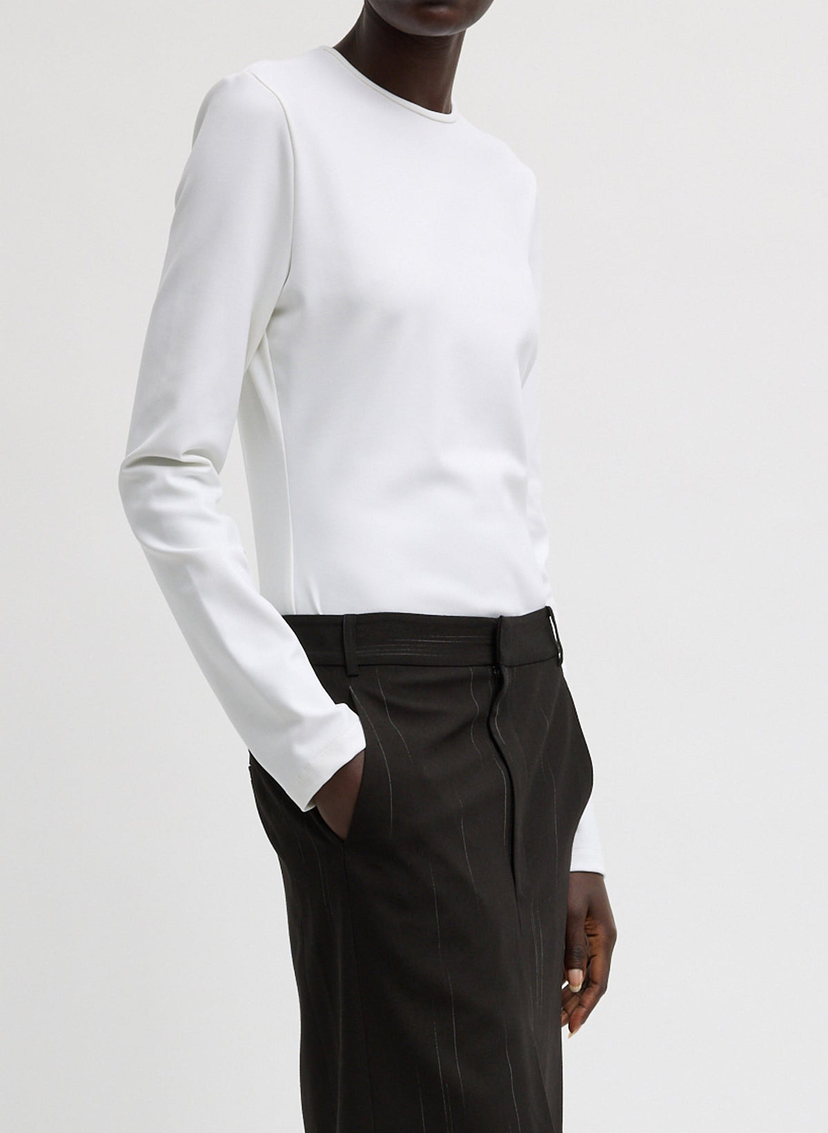 Compact Ultra Stretch Cut Out Back Top White - Tibi