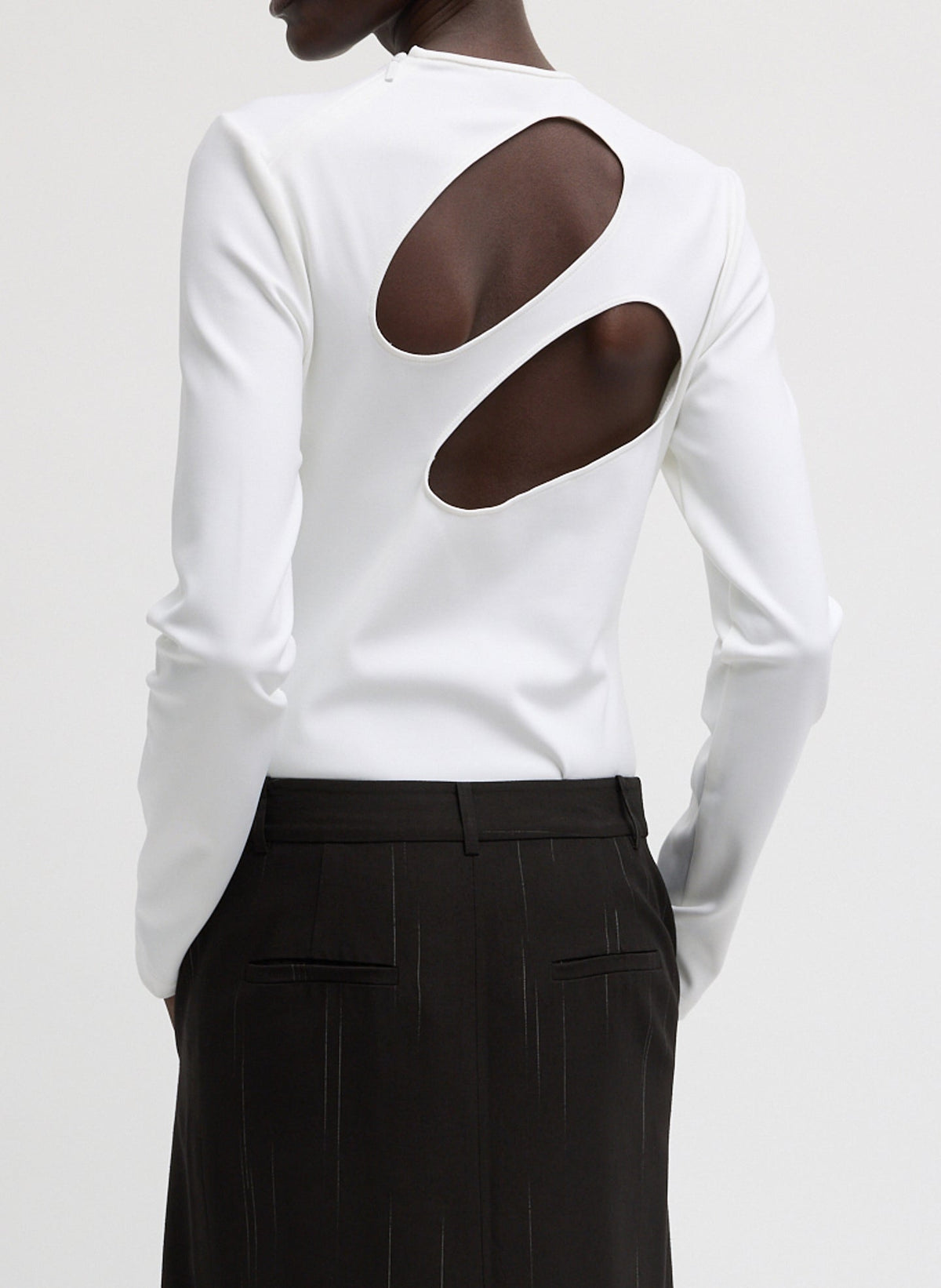 Compact Ultra Stretch Cut Out Back Top White - Tibi