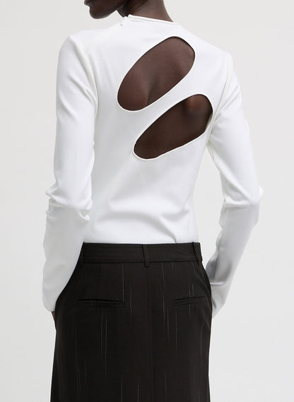 Compact Ultra Stretch Cut Out Back Top White - Tibi