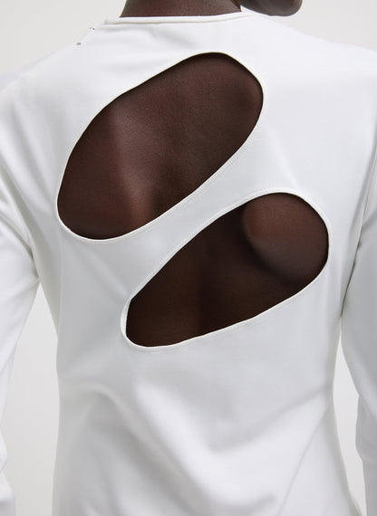 Compact Ultra Stretch Cut Out Back Top White - Tibi