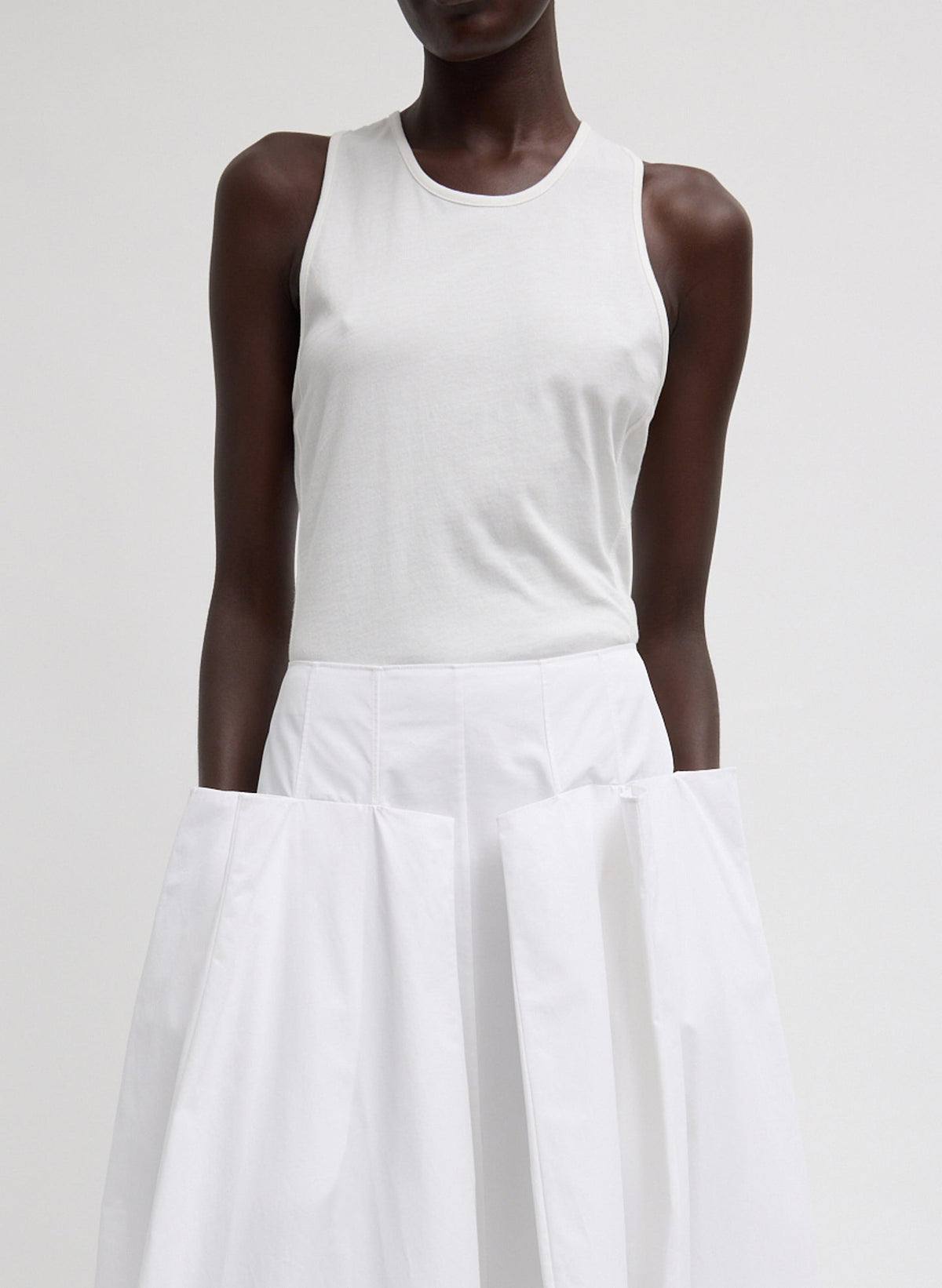 Crewneck Racerback Bodysuit White - Tibi