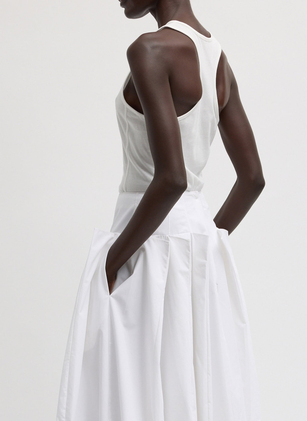 Crewneck Racerback Bodysuit White - Tibi