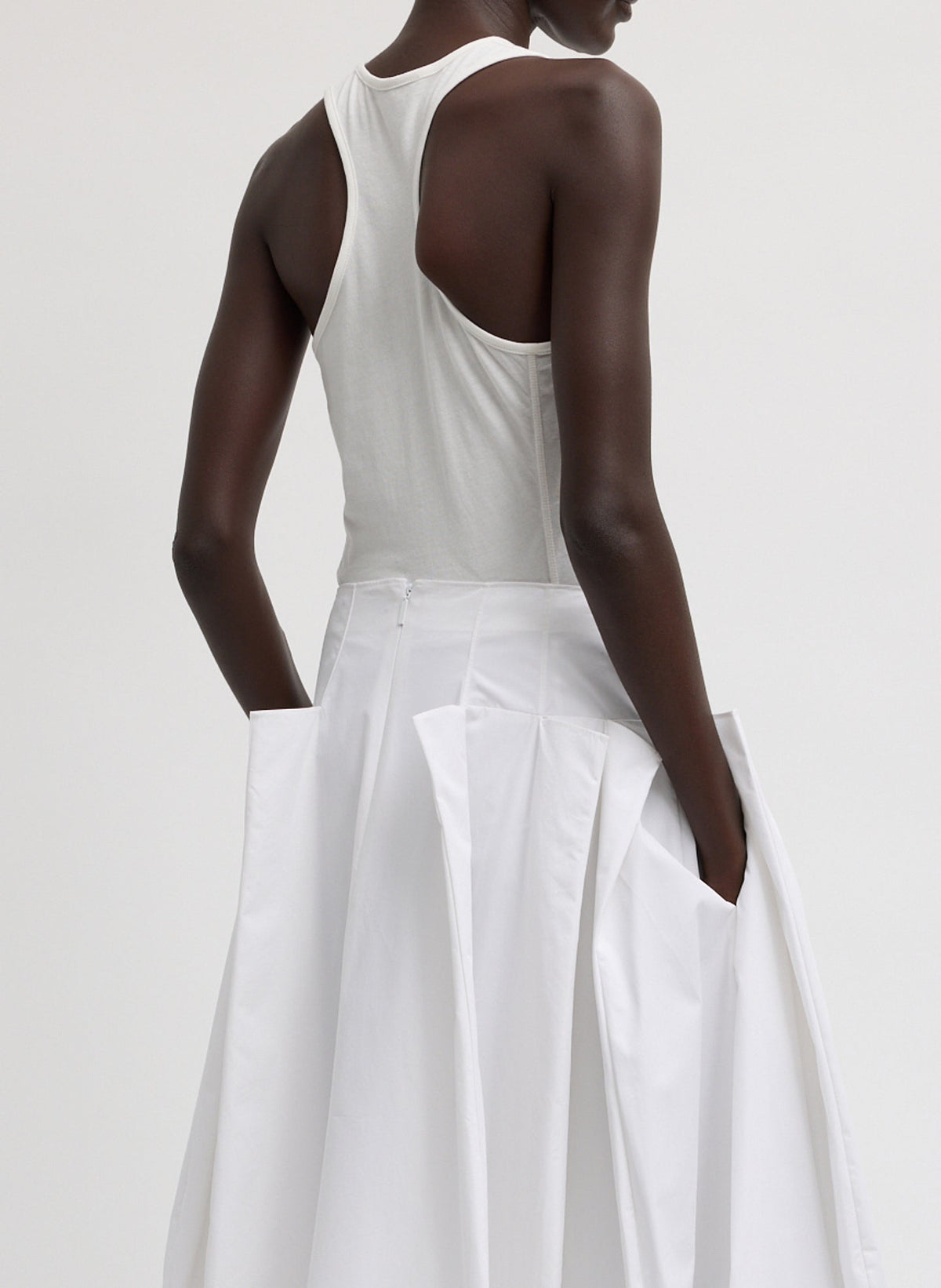 Crewneck Racerback Bodysuit White - Tibi