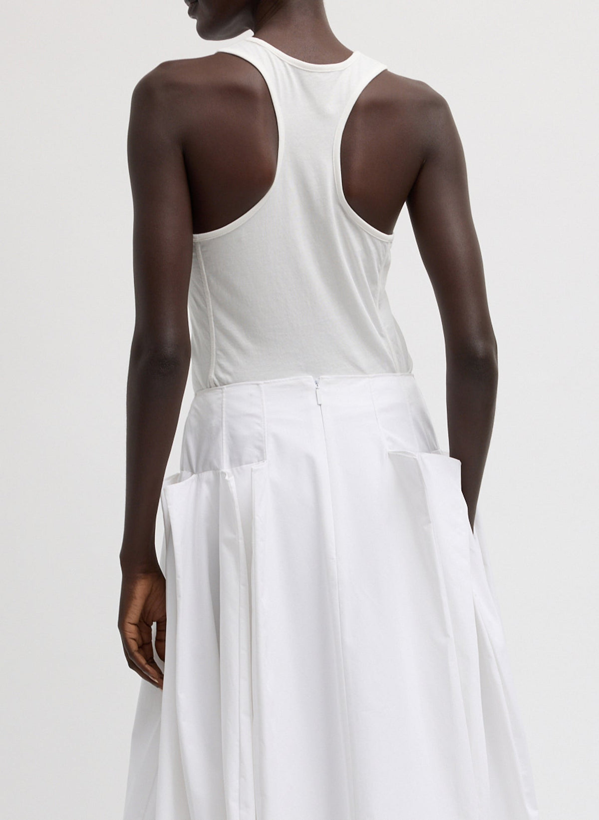 Crewneck Racerback Bodysuit White - Tibi