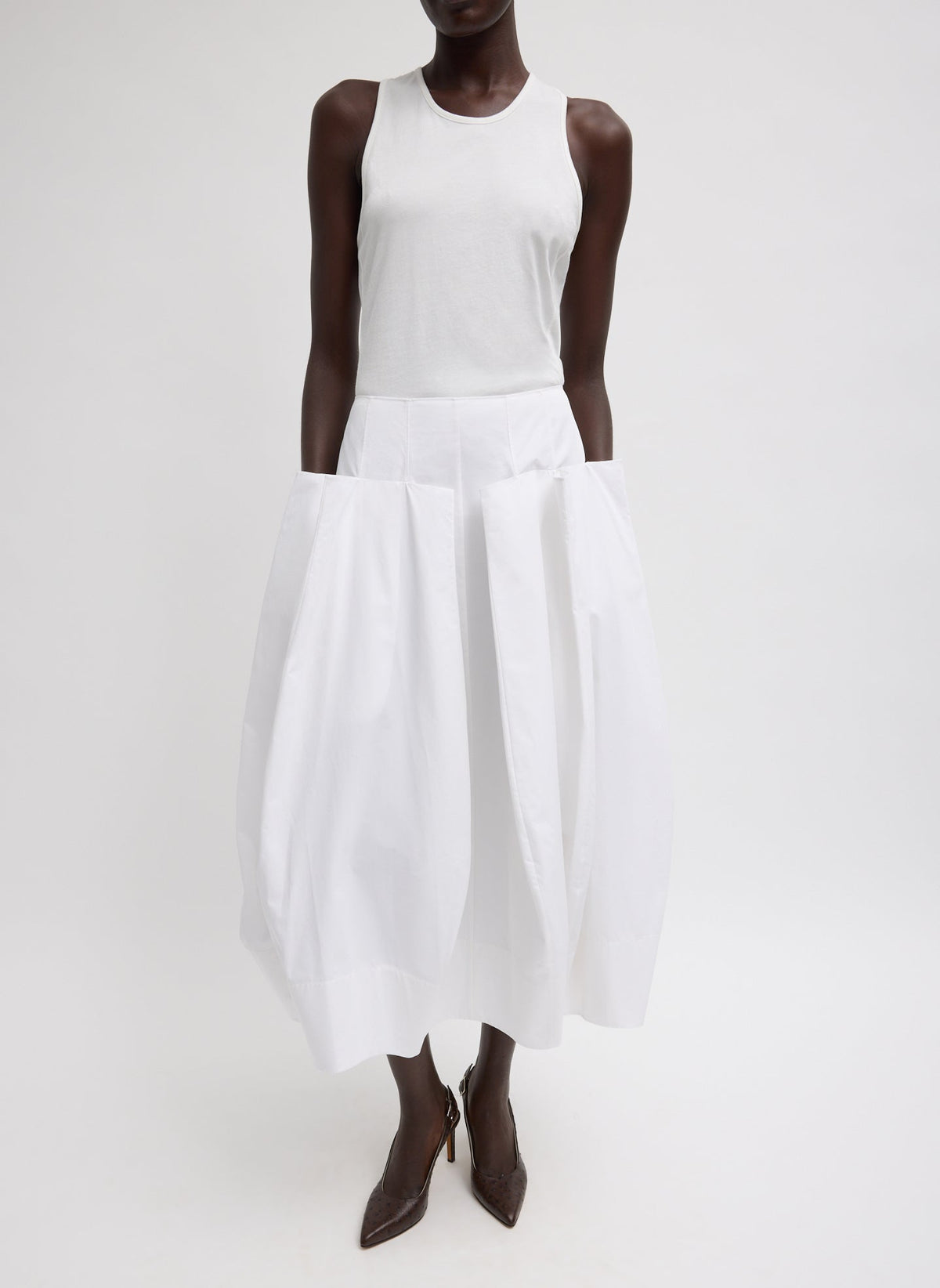 Crewneck Racerback Bodysuit White - Tibi