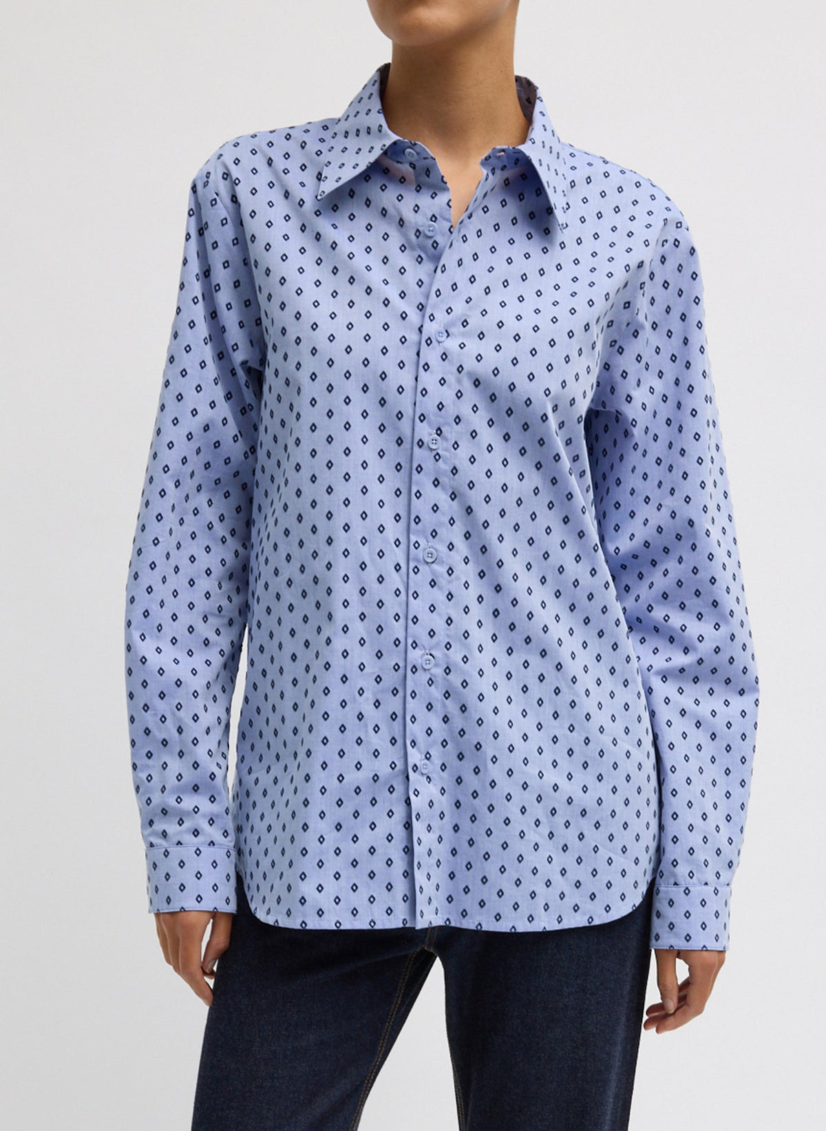 Flocked Oxford Classic Men's Shirt Blue Multi - Tibi