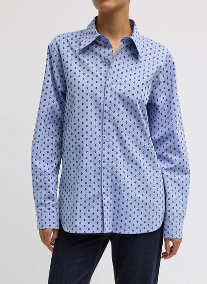 Flocked Oxford Classic Men's Shirt Blue Multi - Tibi