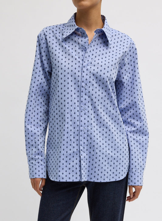 Flocked Oxford Classic Men's Shirt Blue Multi - Tibi