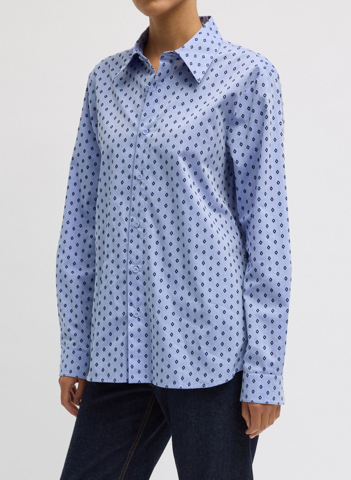 Flocked Oxford Classic Men's Shirt Blue Multi - Tibi