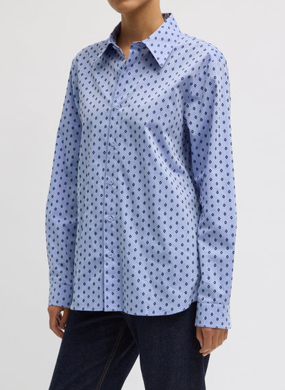 Flocked Oxford Classic Men's Shirt Blue Multi - Tibi
