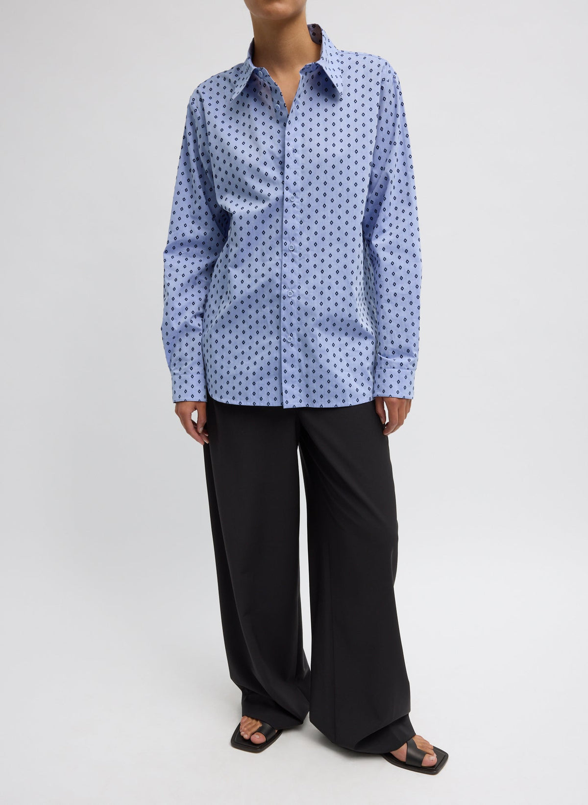 Flocked Oxford Classic Men's Shirt Blue Multi - Tibi
