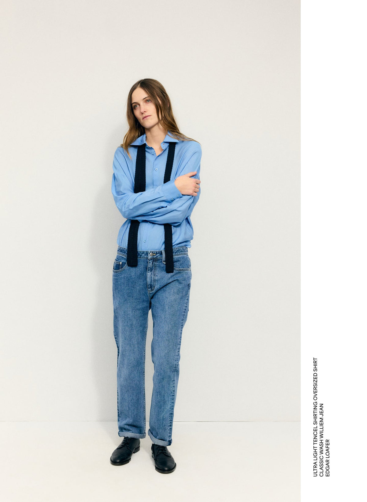 Ultra Light Silk Tencel Oversized Shirt Blue - Tibi