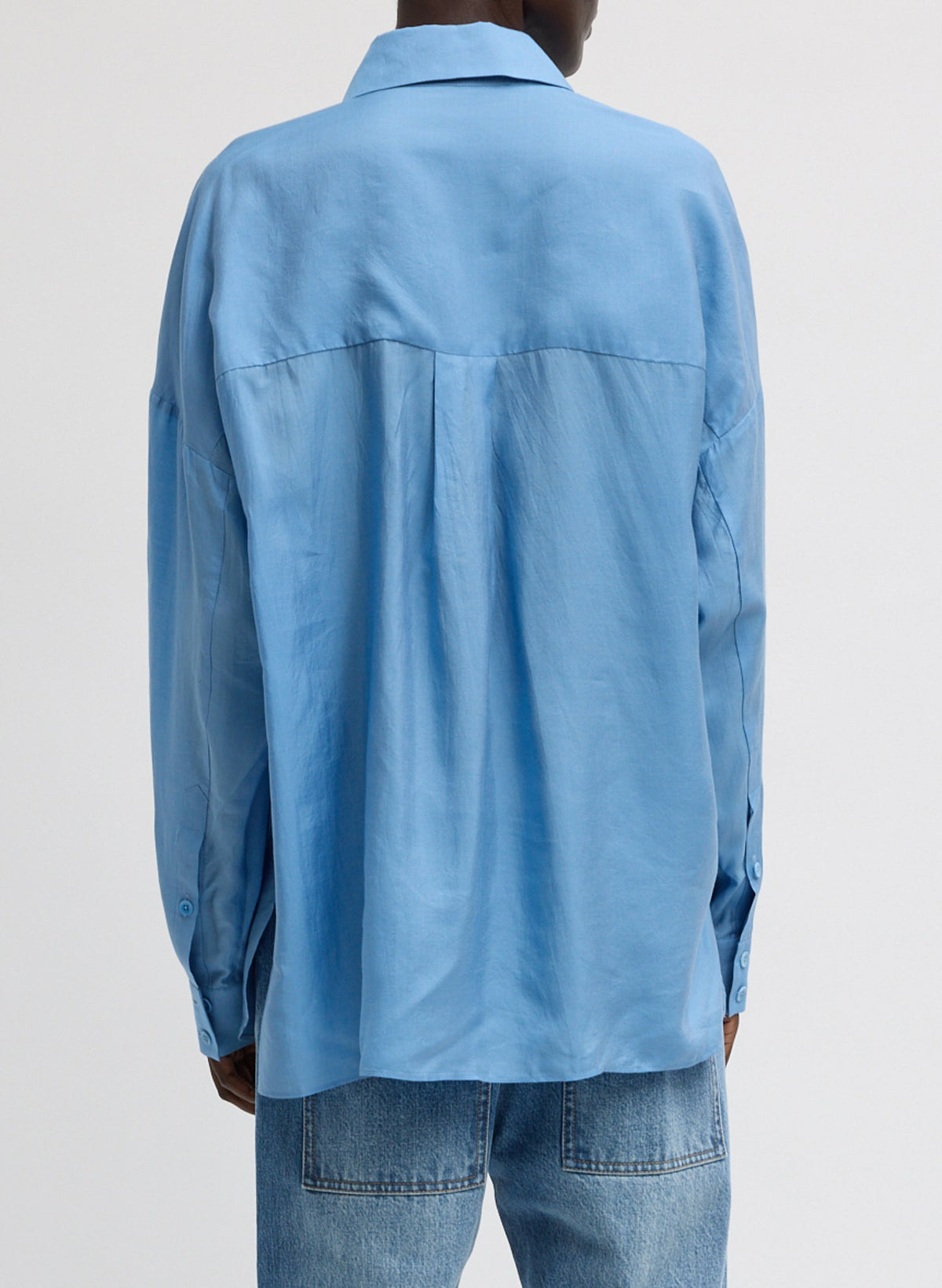 Ultra Light Silk Tencel Oversized Shirt Blue - Tibi