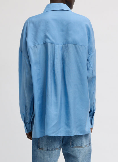 Ultra Light Silk Tencel Oversized Shirt Blue - Tibi