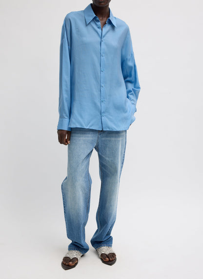 Ultra Light Silk Tencel Oversized Shirt Blue - Tibi