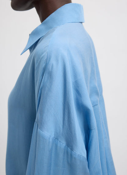 Ultra Light Silk Tencel Oversized Shirt Blue - Tibi