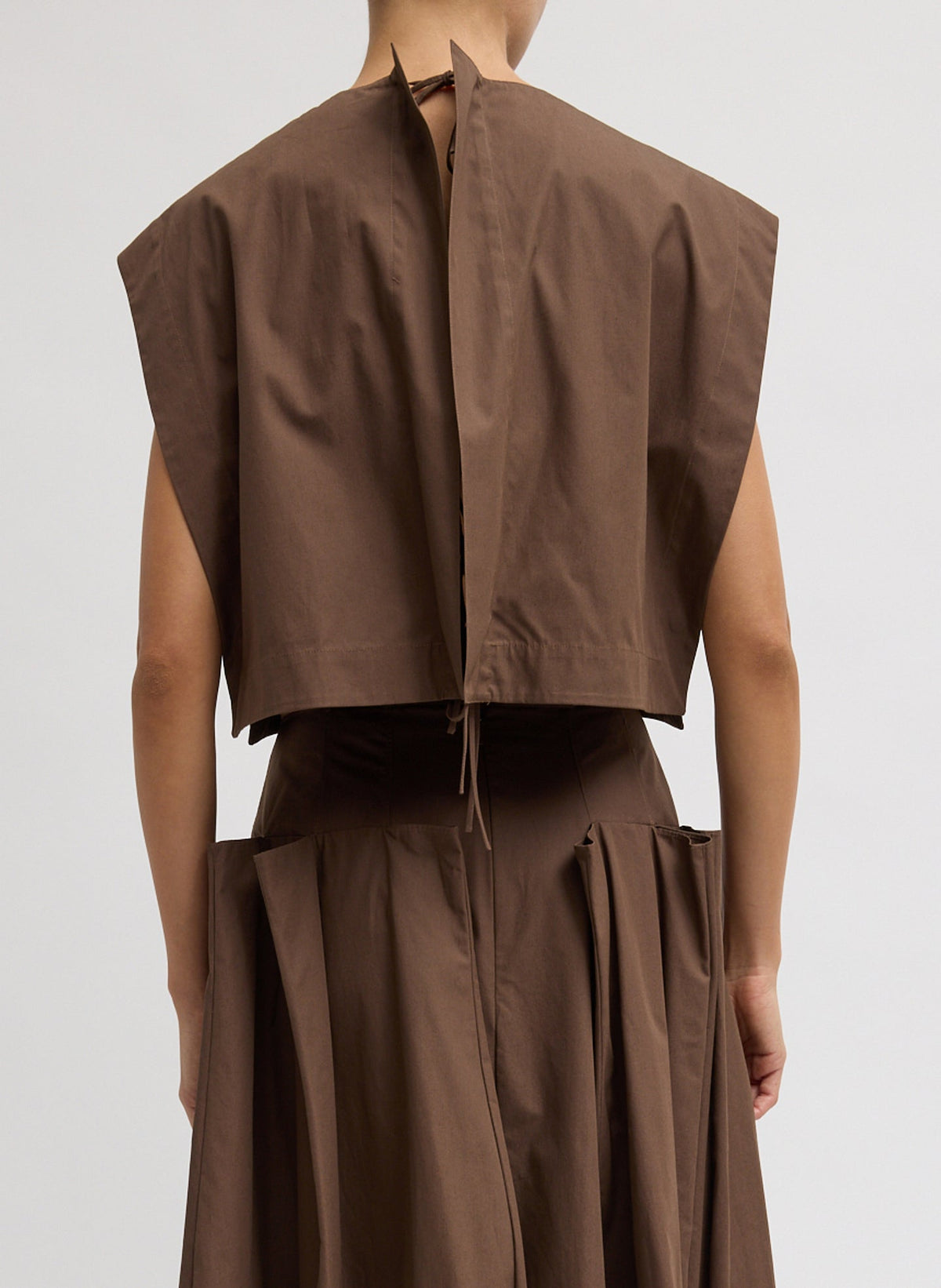 Compact Eco Poplin Cropped Square Top Sepia Brown - Tibi