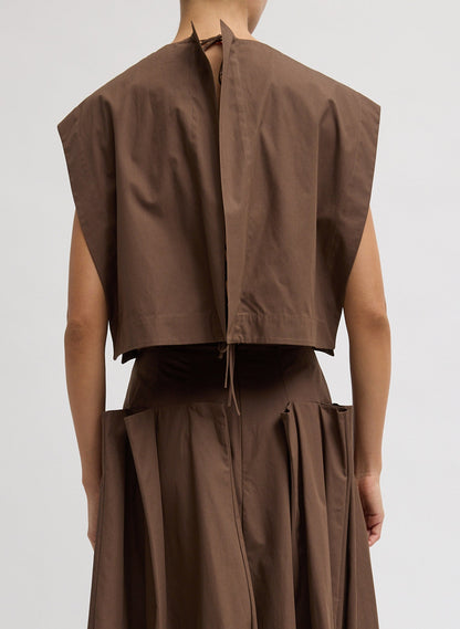 Compact Eco Poplin Cropped Square Top Sepia Brown - Tibi