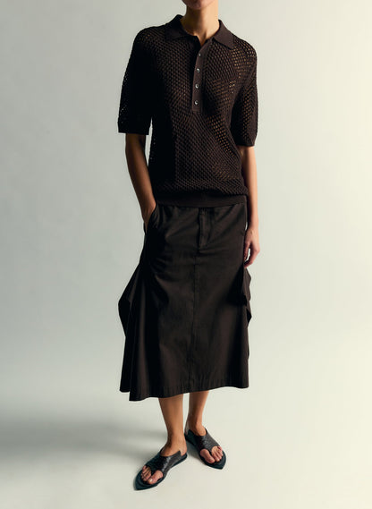 Crochet Netting Slim Polo Hickory Brown - Tibi