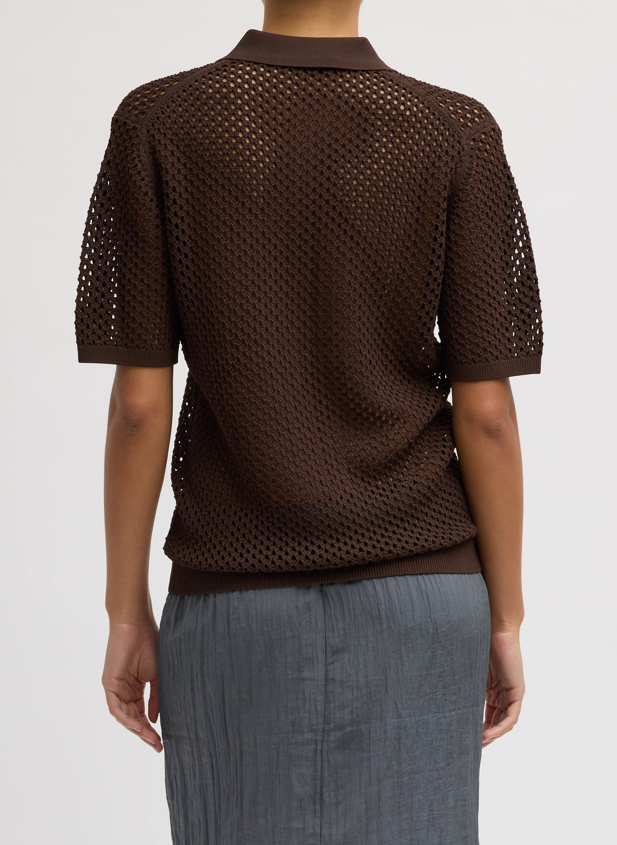 Crochet Netting Slim Polo Hickory Brown - Tibi