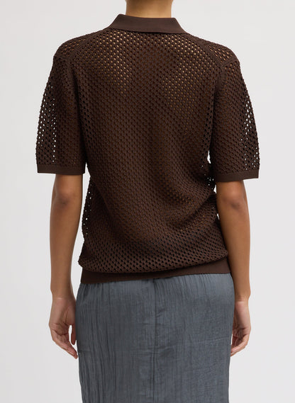 Crochet Netting Slim Polo Hickory Brown - Tibi