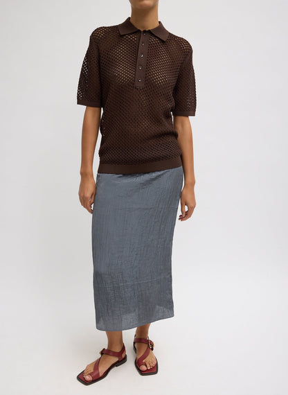 Crochet Netting Slim Polo Hickory Brown - Tibi