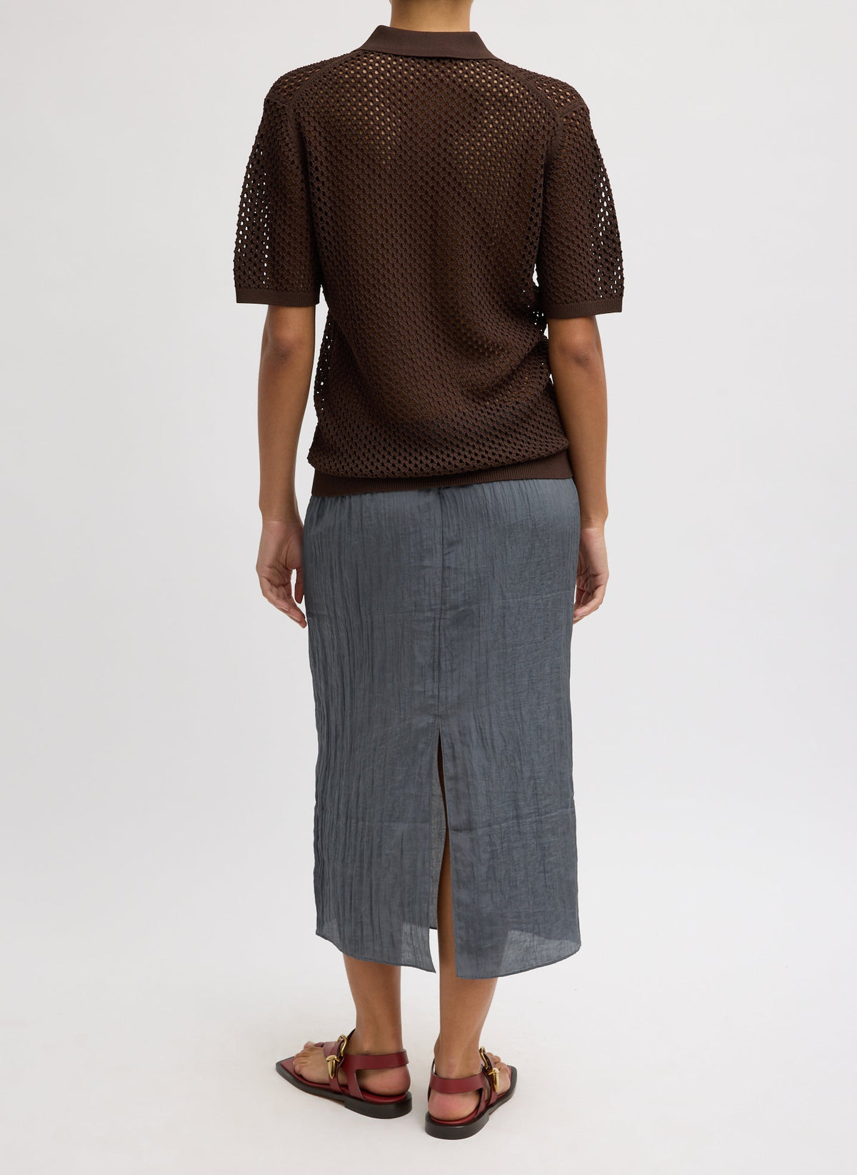 Crochet Netting Slim Polo Hickory Brown - Tibi