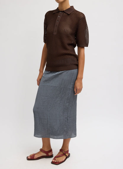 Crochet Netting Slim Polo Hickory Brown - Tibi