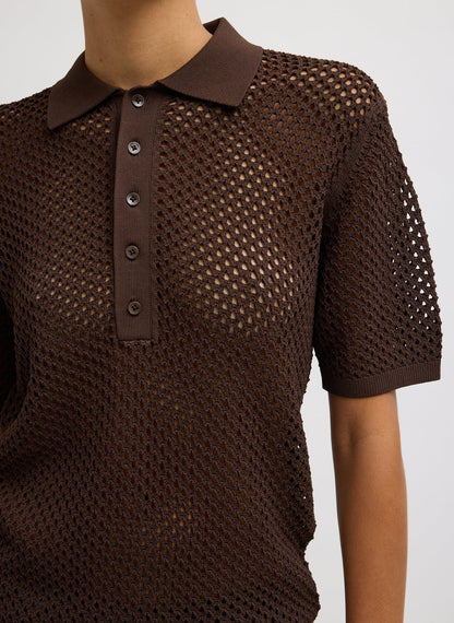 Crochet Netting Slim Polo Hickory Brown - Tibi