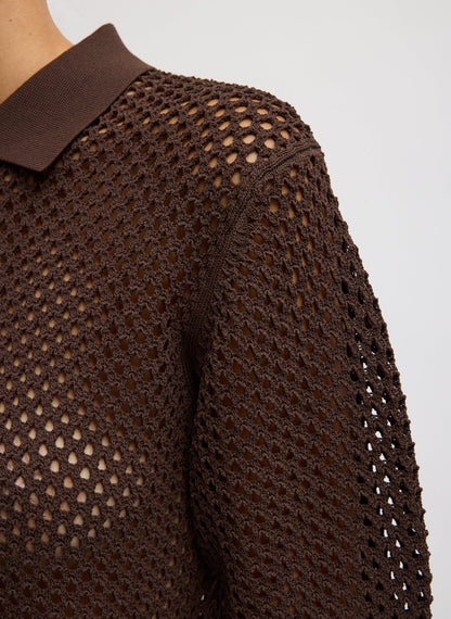 Crochet Netting Slim Polo Hickory Brown - Tibi