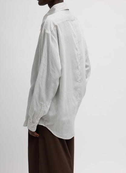 Ultra Light Silk Tencel Striped Pintucked Shirt White Grey Multi - Tibi