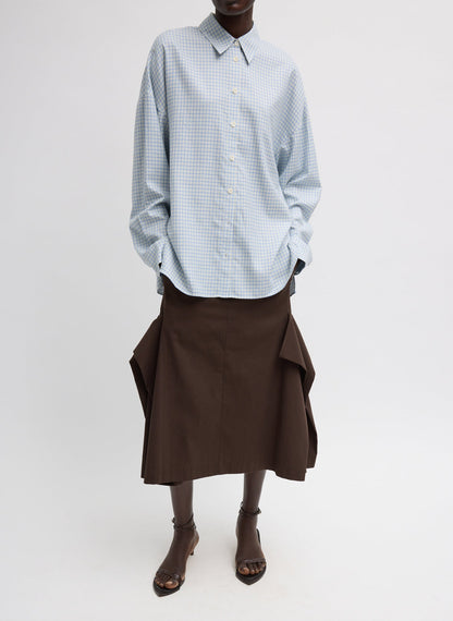 Luxe Spring Twill Tucked Pleat Skirt Hickory Brown - Tibi