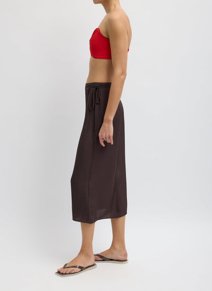 Summer Slip Wrap Skirt Chocolate Brown - Tibi