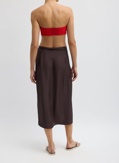 Summer Slip Wrap Skirt Chocolate Brown - Tibi