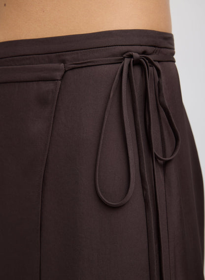 Summer Slip Wrap Skirt Chocolate Brown - Tibi