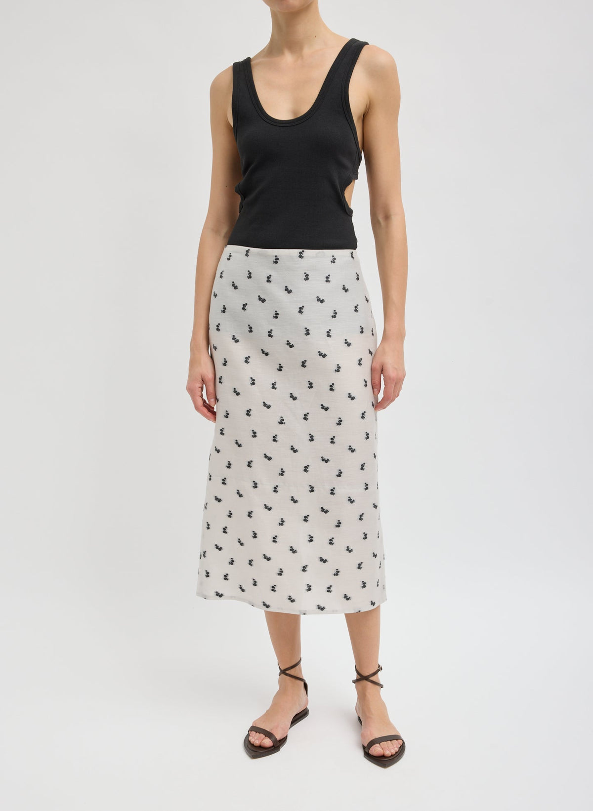 Silk Gazar Jacquard Pencil Skirt Ivory Multi - Tibi
